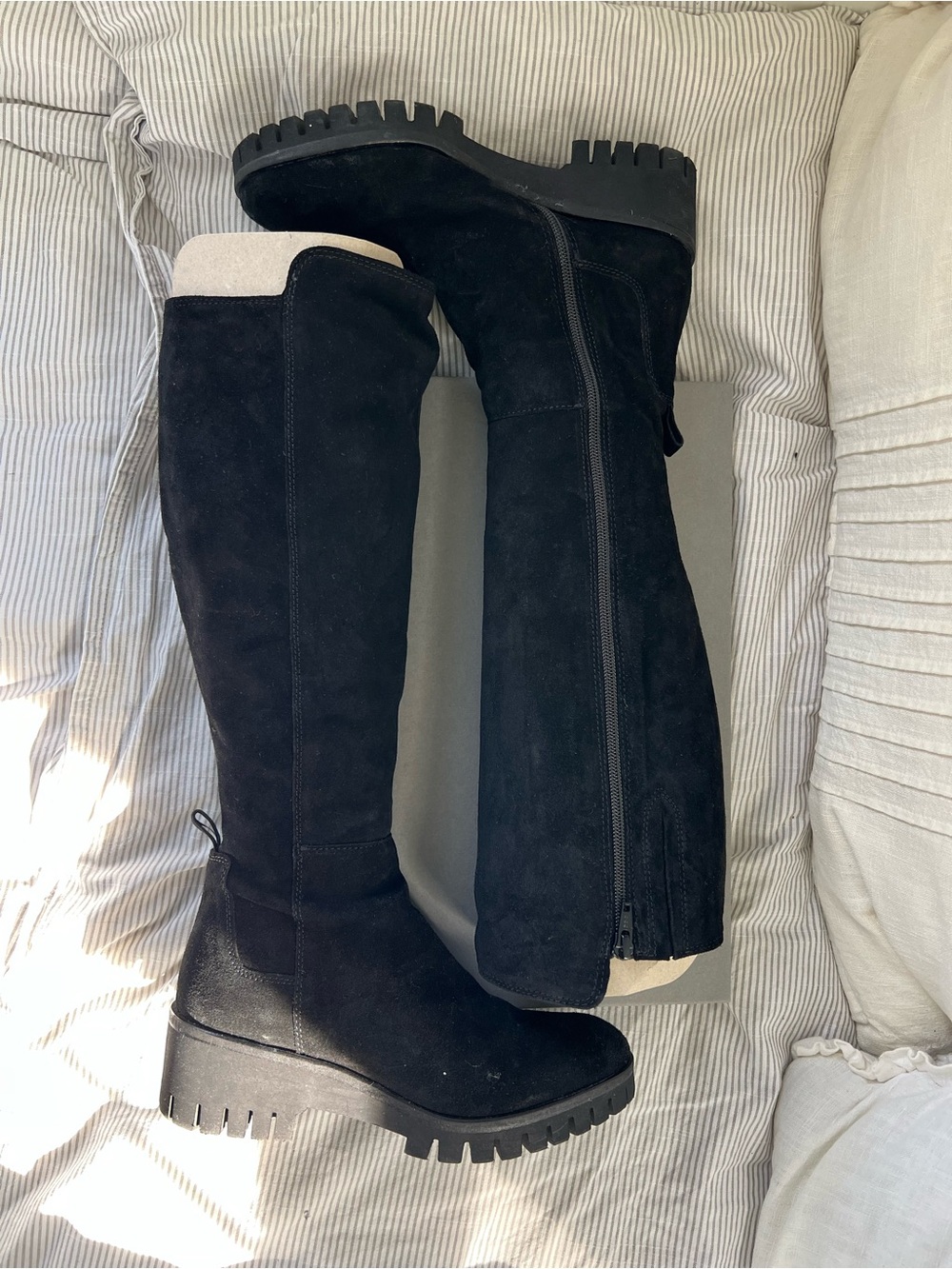 Black Over-the-Knee Suede Boots - Women